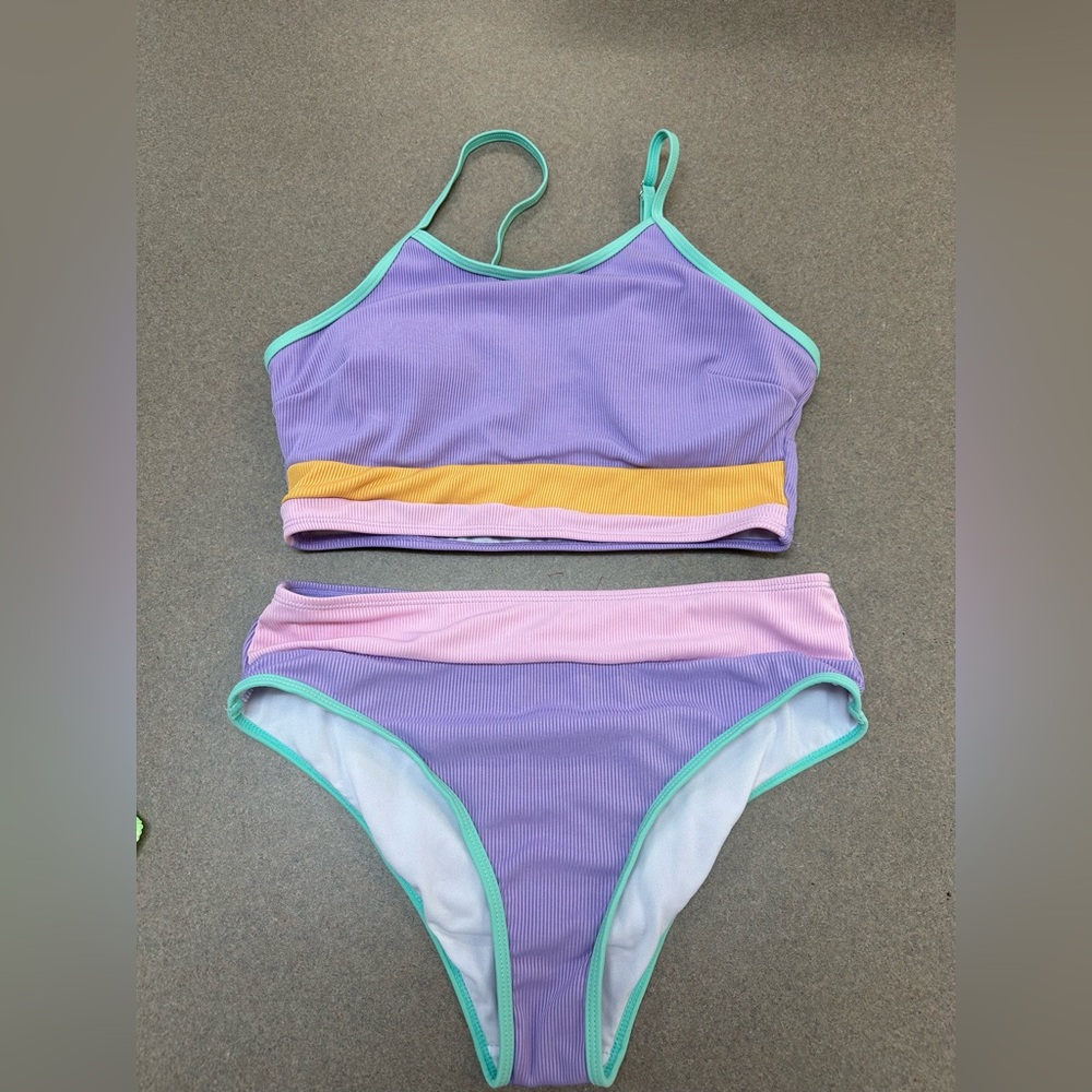 CUPSHE  Scoop Neck Top & High Waist Bikini Set- SIZE MEDIUM